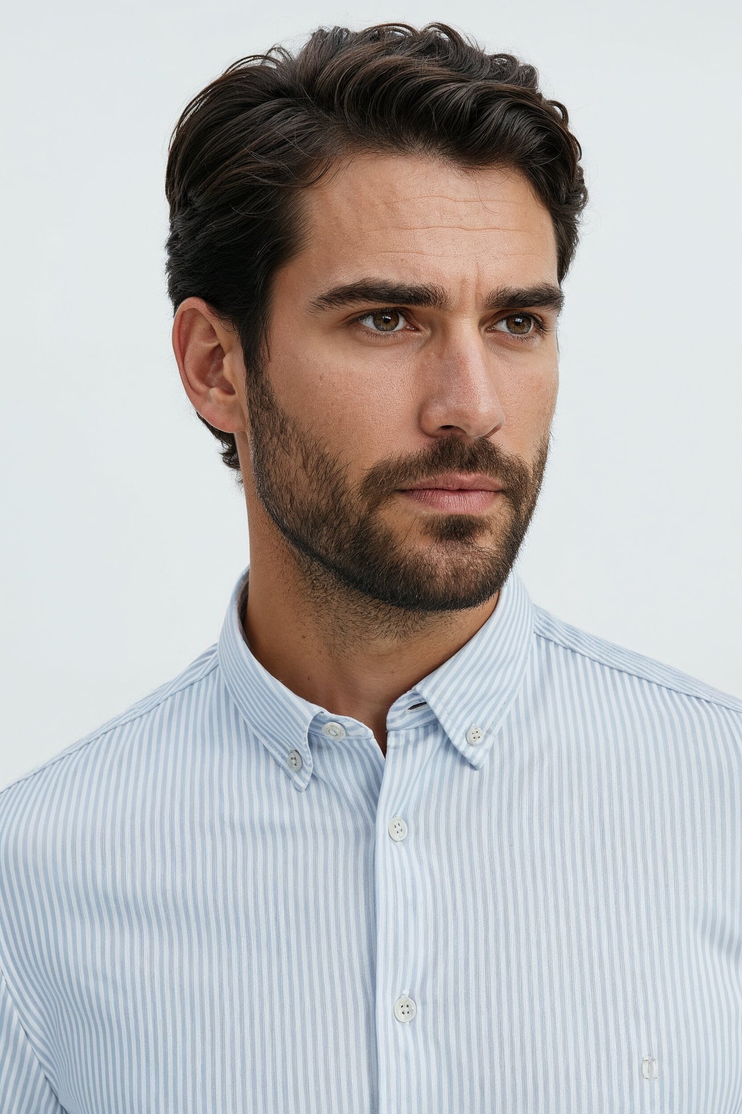 Men's casual shirt with regular blue striped print