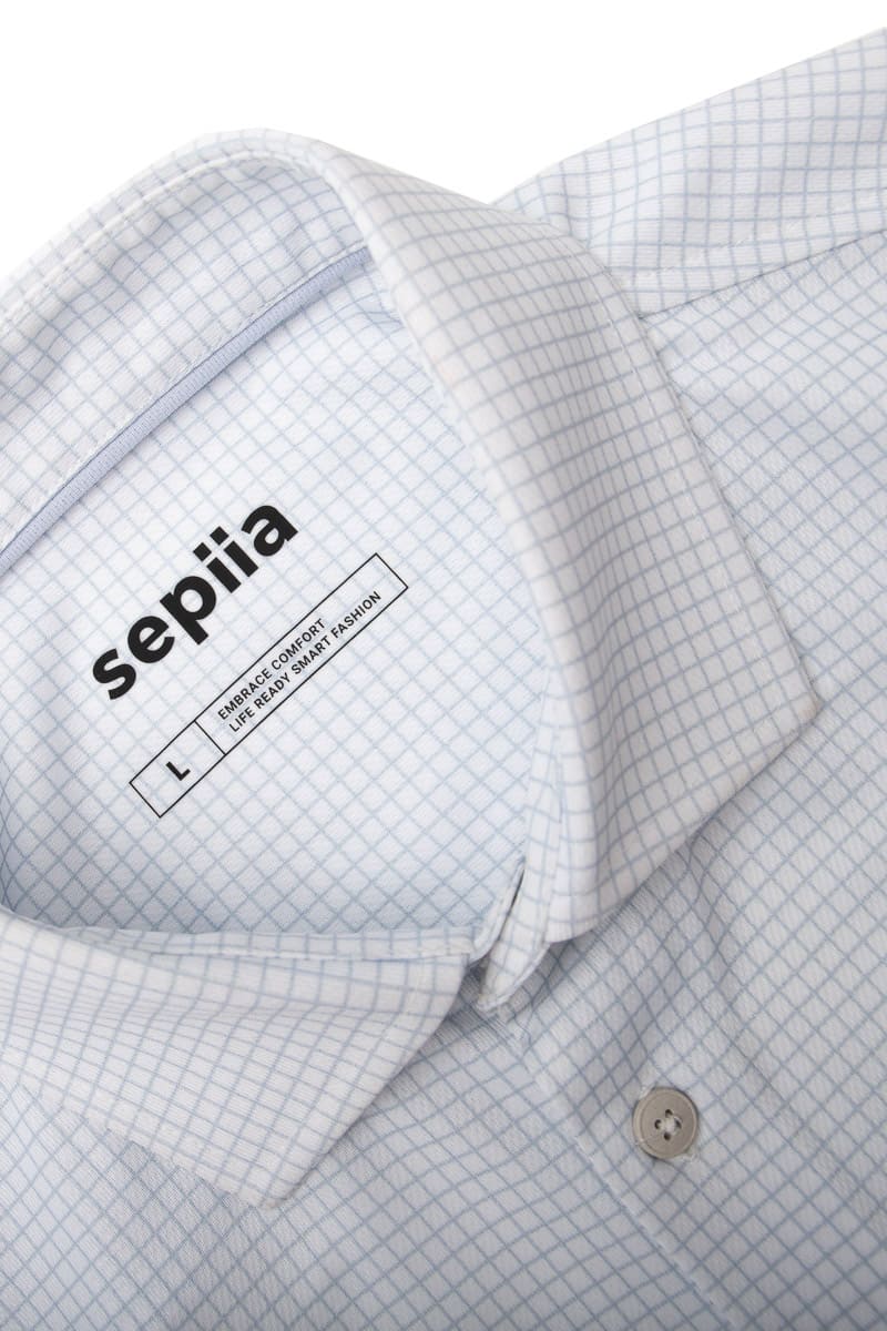 Camisa de vestir cuello cutaway hombre estampado cuadro gris regular