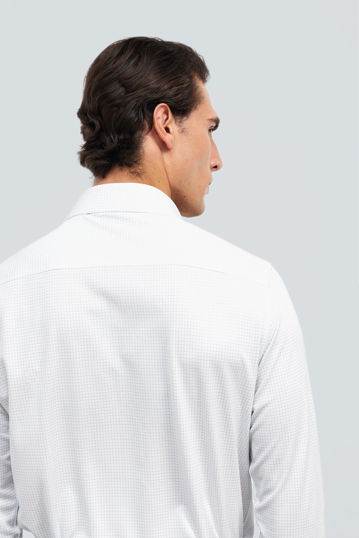 Camisa de vestir cuello cutaway hombre estampado cuadro gris regular