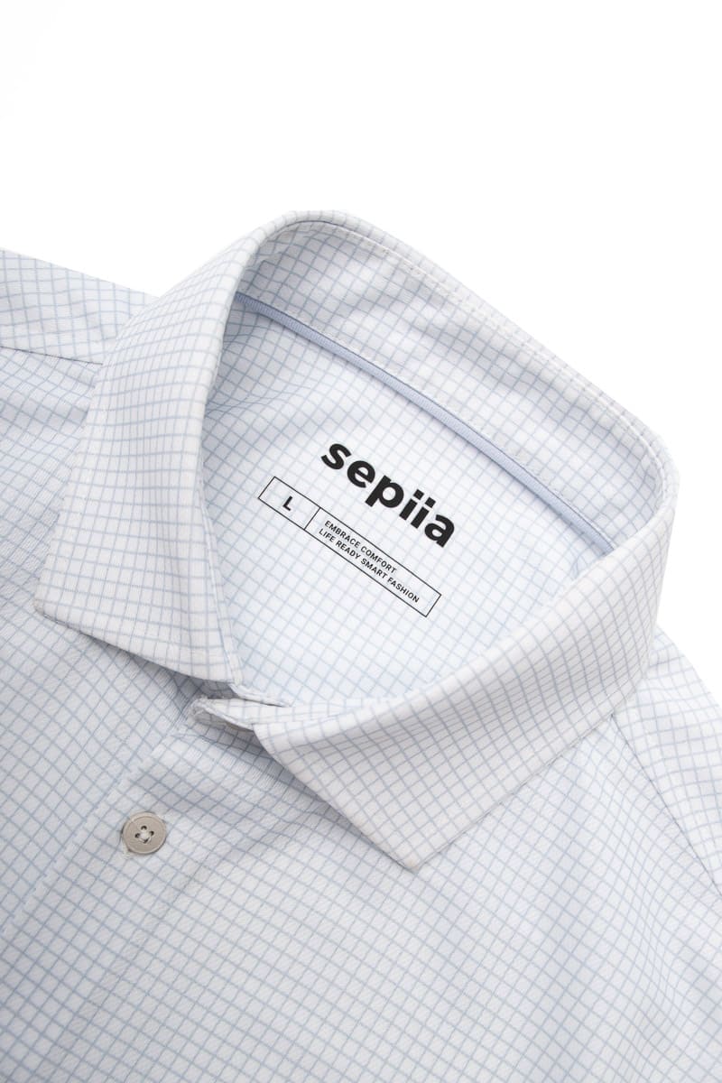 Camisa de vestir cuello cutaway hombre estampado cuadro gris regular