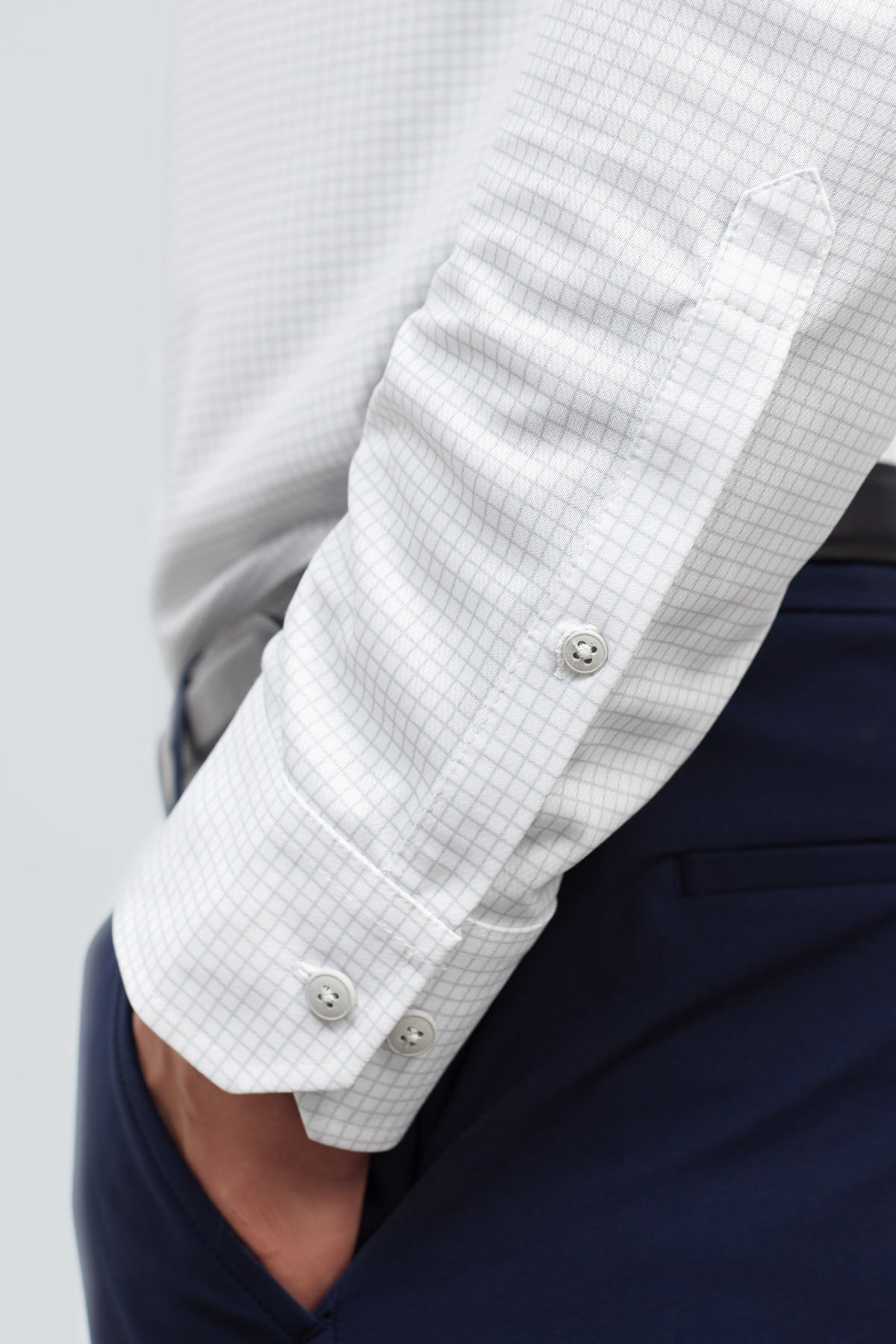 Camisa de vestir cuello cutaway hombre estampado cuadro gris regular