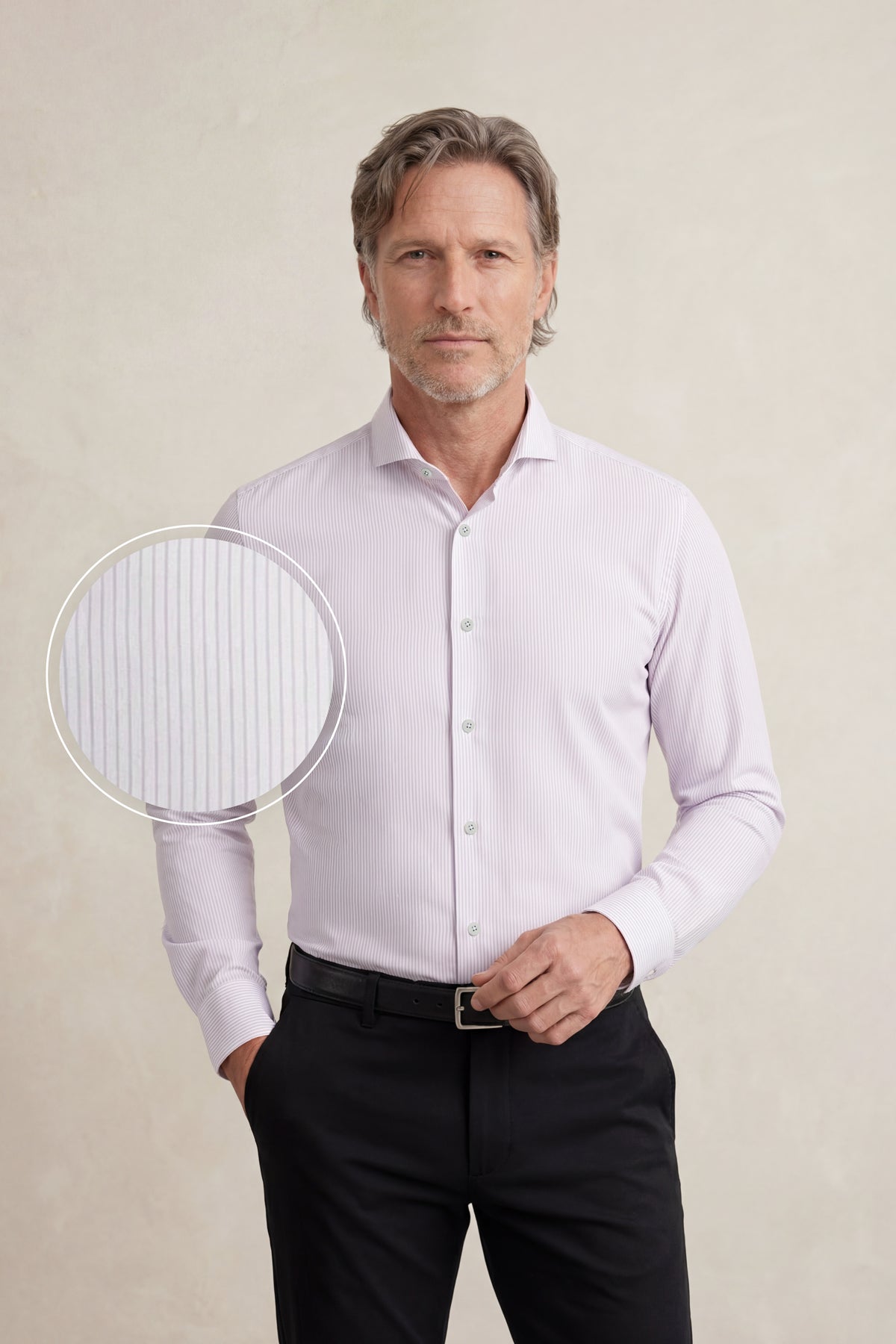 Camisa de vestir cuello cutaway hombre estampado raya rosa regular