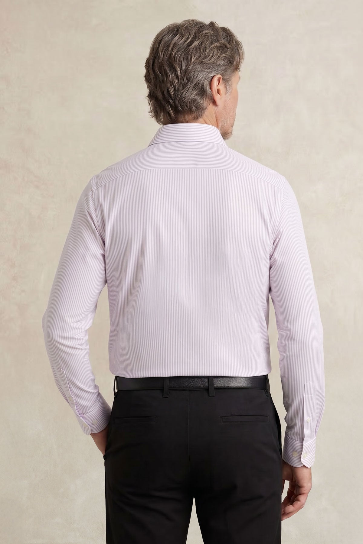 Camisa de vestir cuello cutaway hombre estampado raya rosa regular