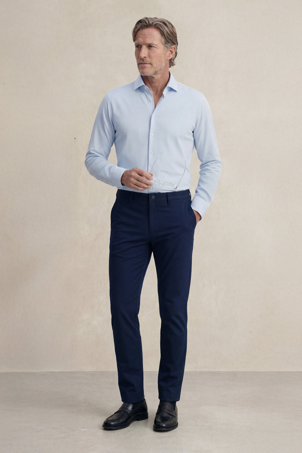 Camisa de vestir hombre azul celeste regular