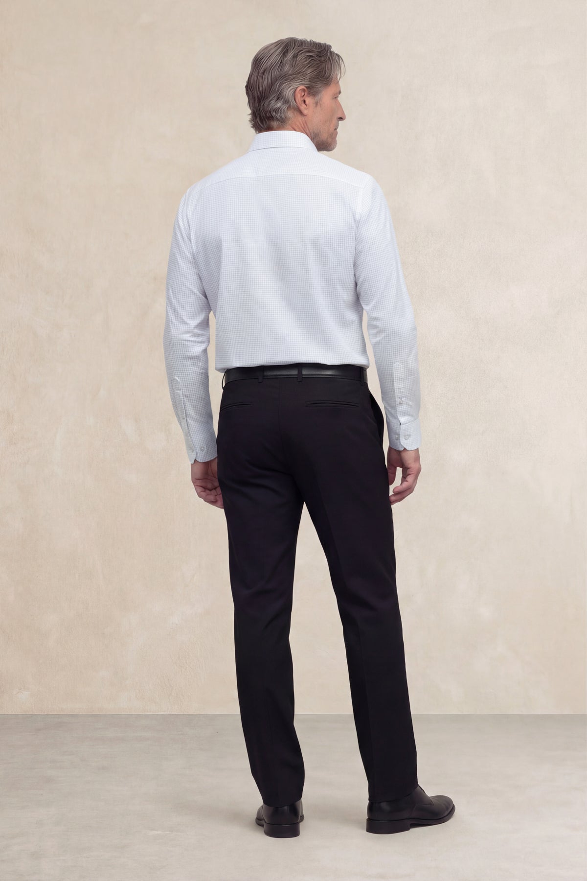 Camisa de vestir hombre estampado cuadro fino celeste regular - Sepiia, vista plana