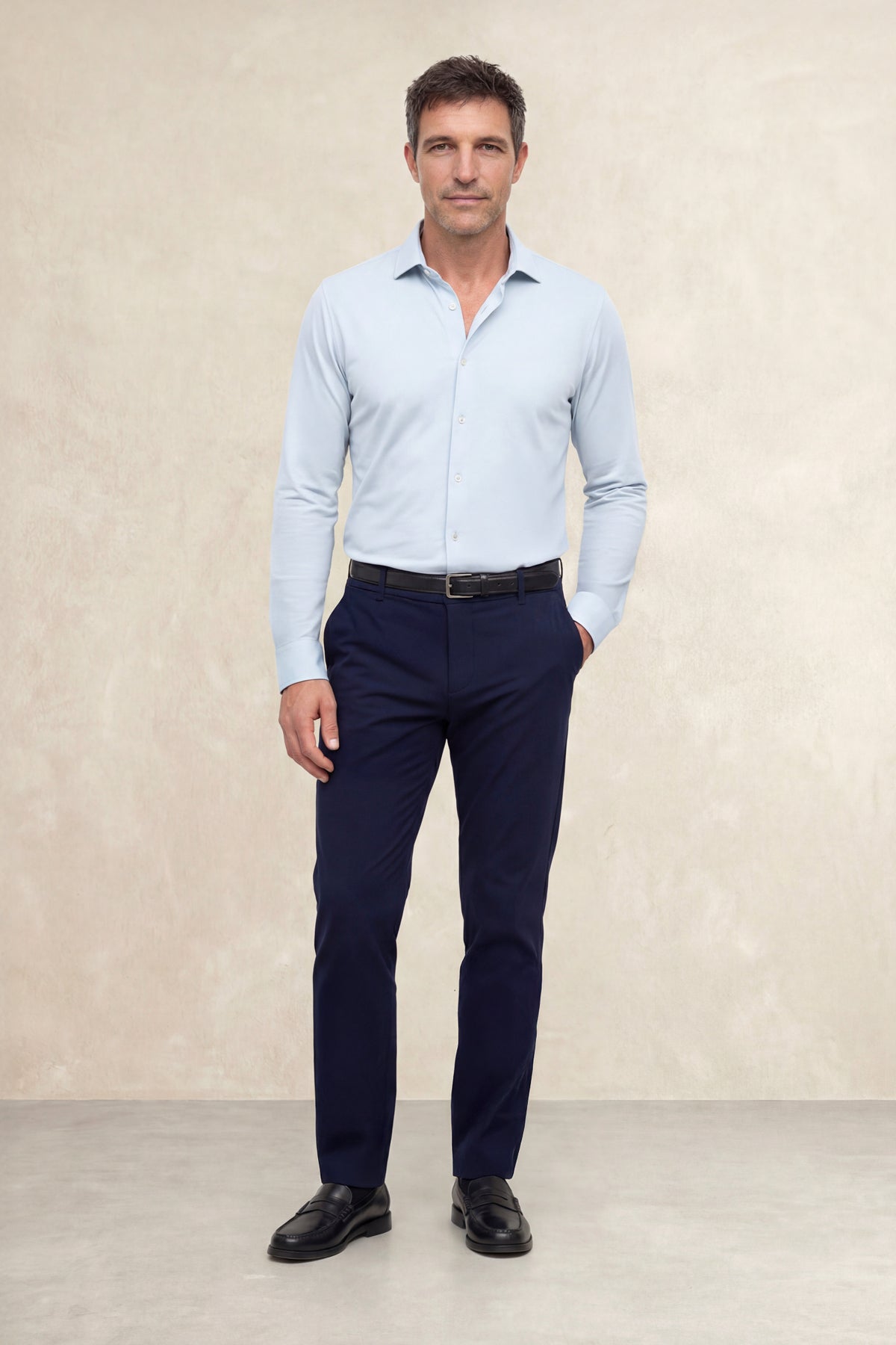 Camisa de vestir hombre estampado flecha celeste regular