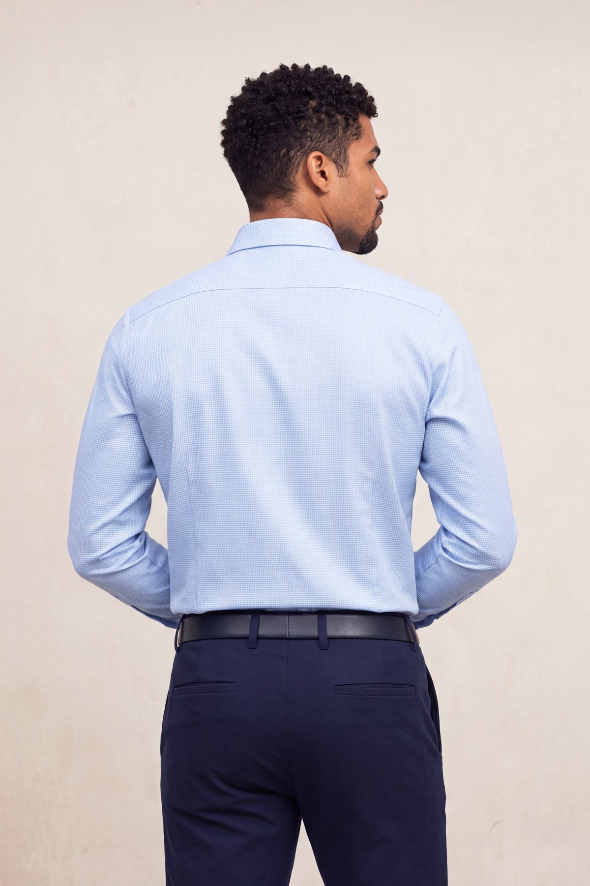 Camisa formal hombre estampado mosaico azul celeste slim