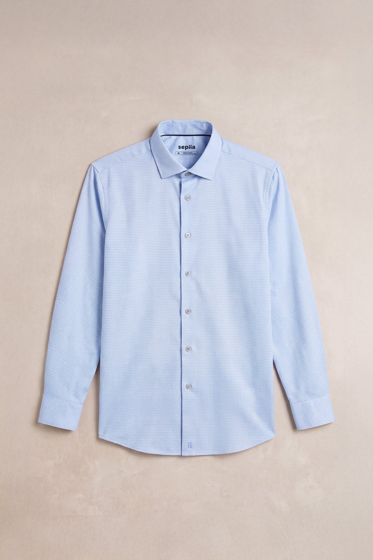 Camisa formal hombre estampado mosaico azul celeste slim