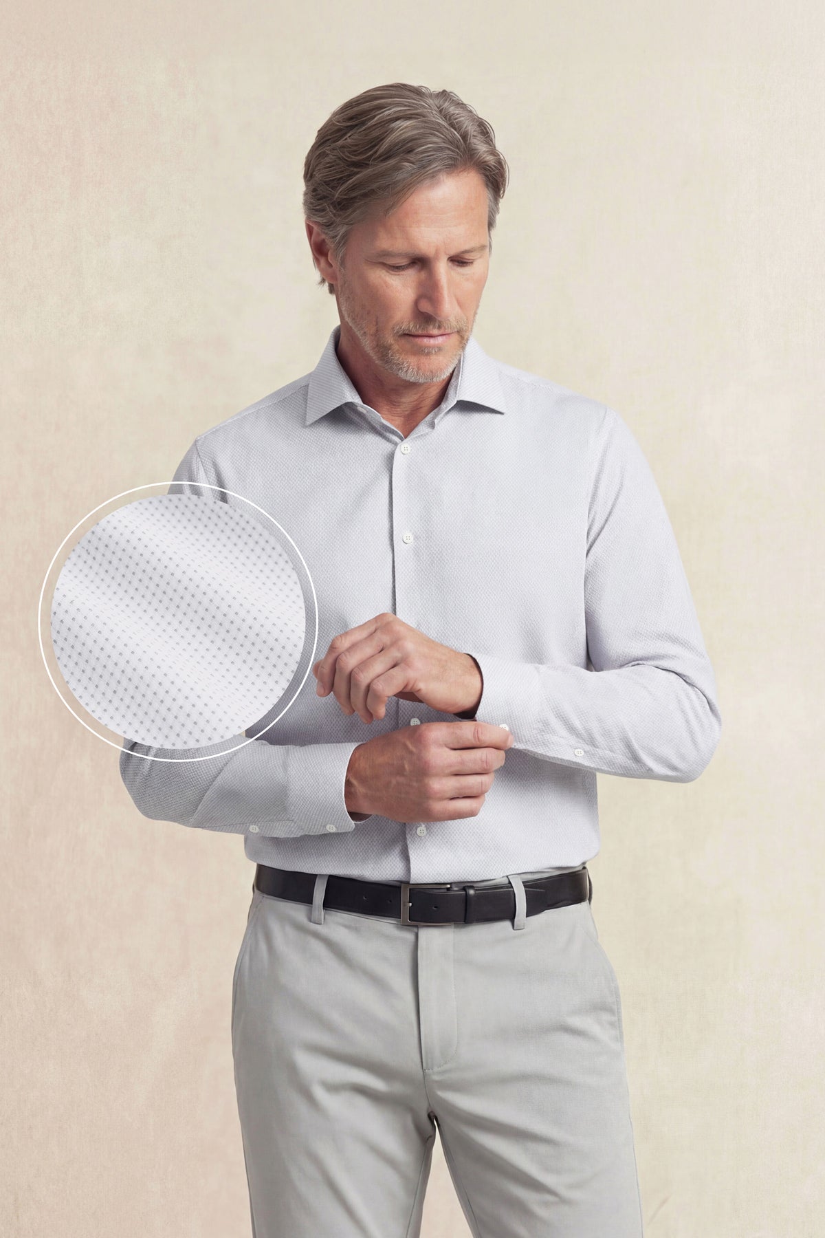 Camisa de vestir hombre estampado motivo gris regular - Sepiia ropa tecnológica antimancha