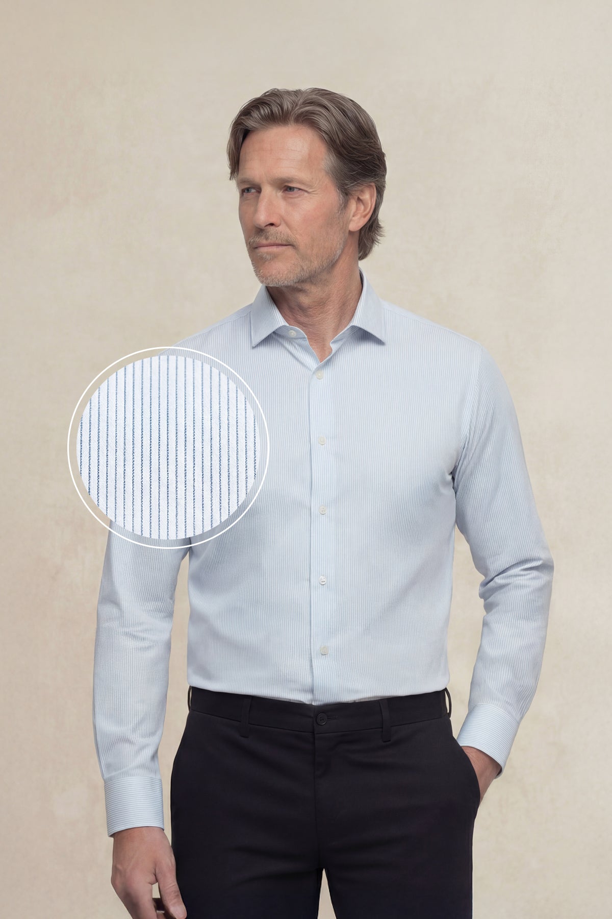 Camisa de vestir hombre estampado rayas azul marino regular