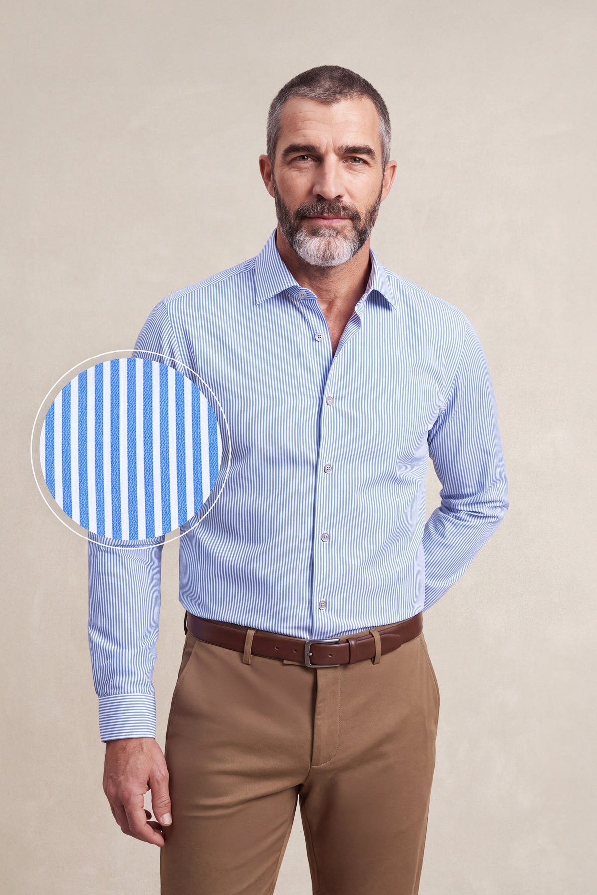 Camisa de vestir hombre estampado raya azul  regular