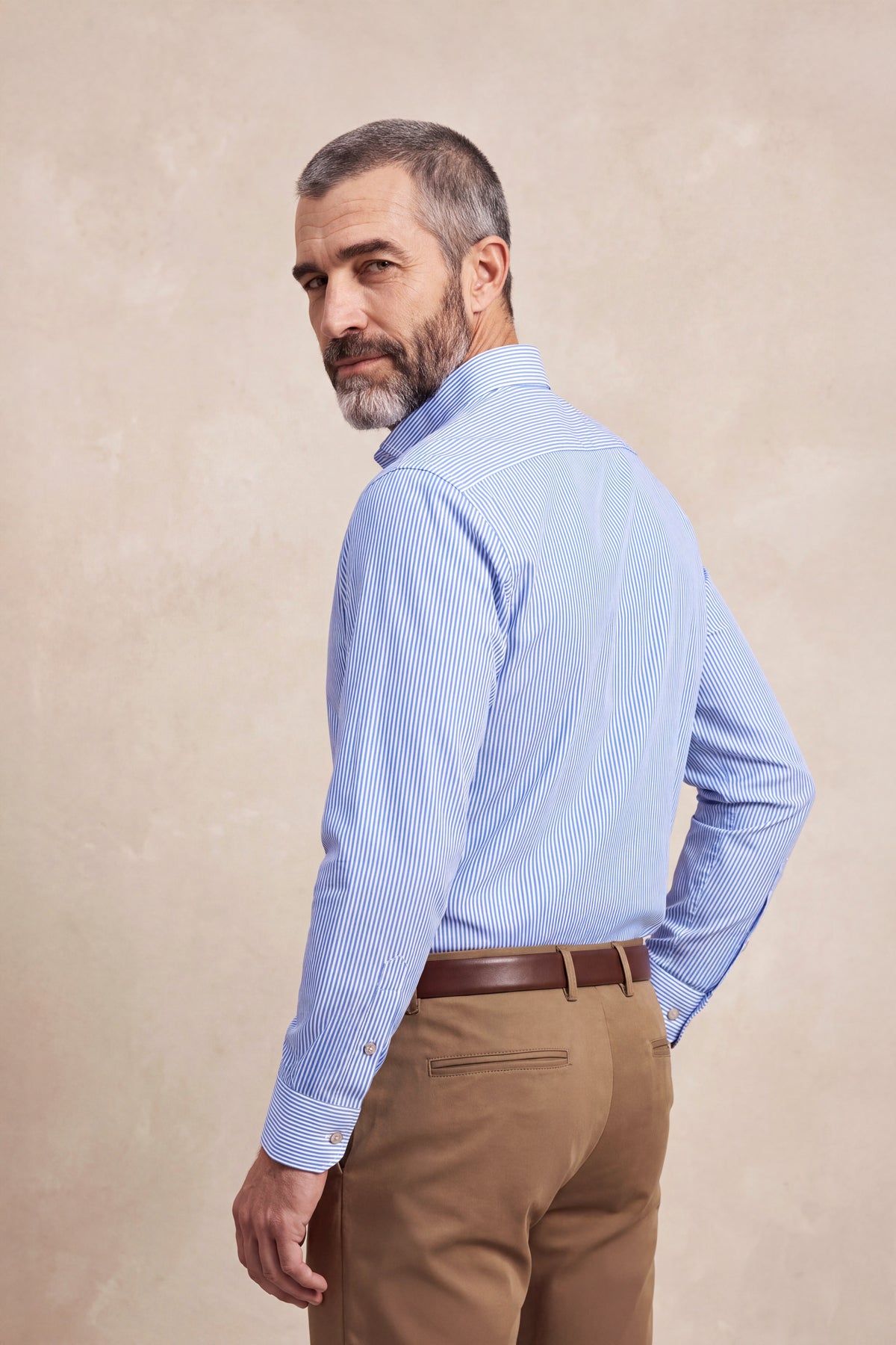 camisa formal regula espalda estampado rayas azules
