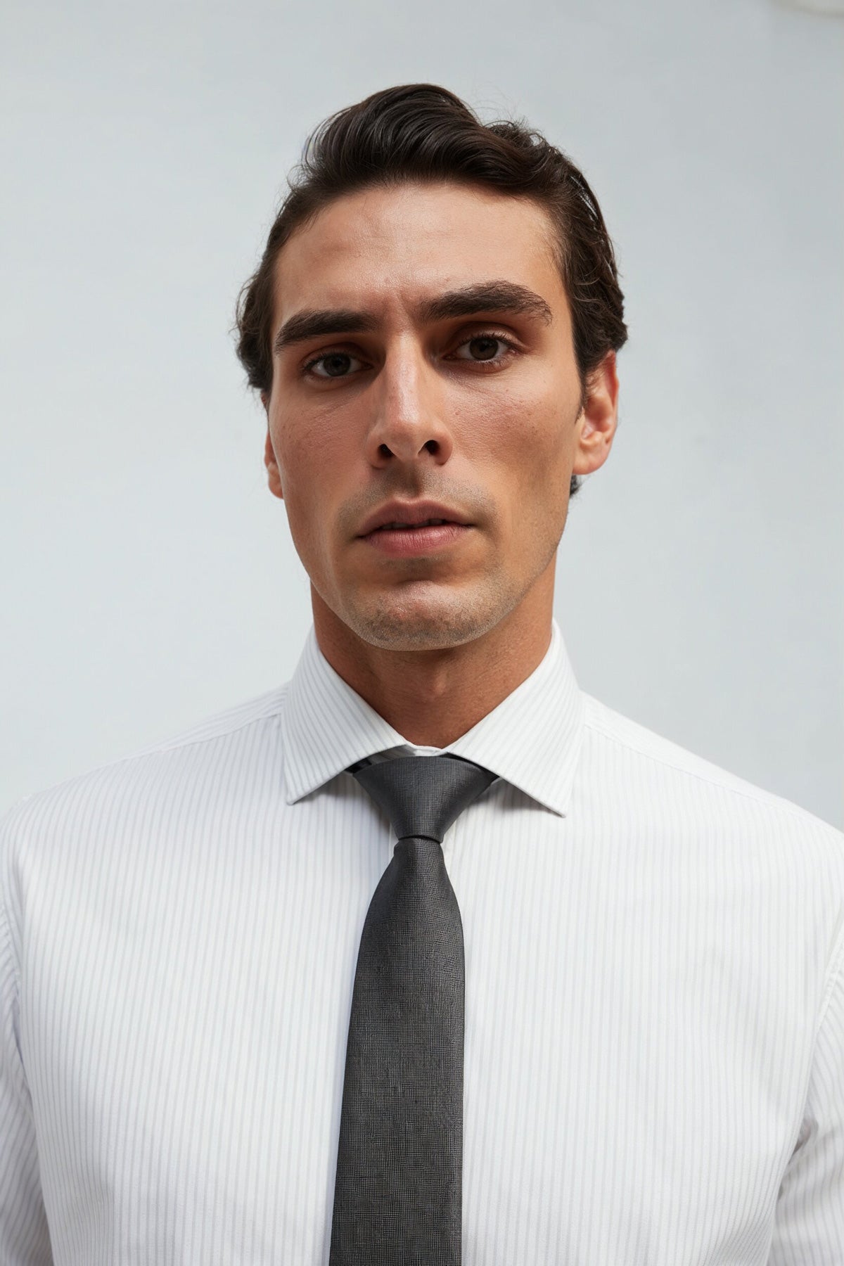 camisa de vestir rayas celeste regular luxe detalle 