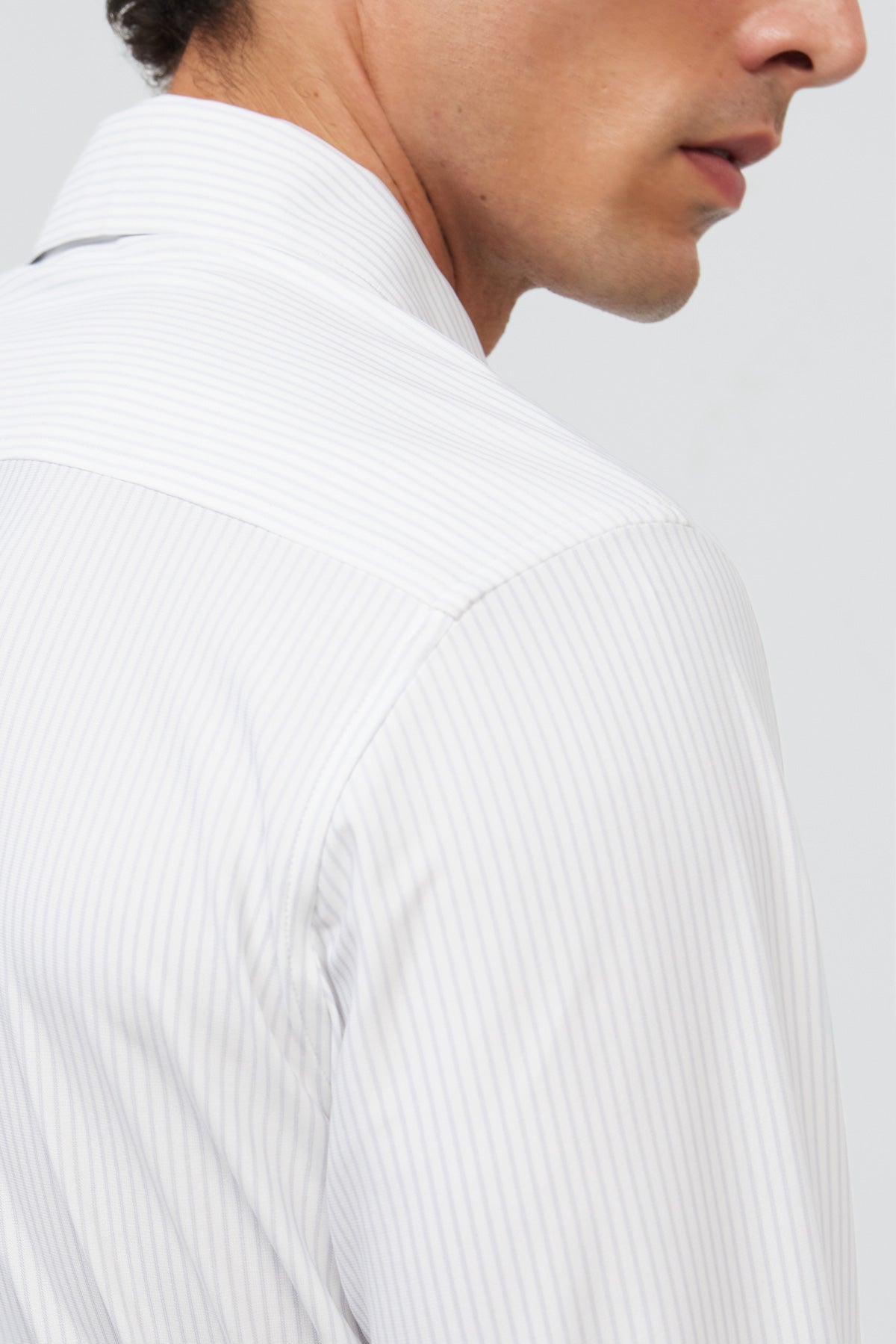 Camisa de vestir hombre estampado rayas celeste regular Luxe