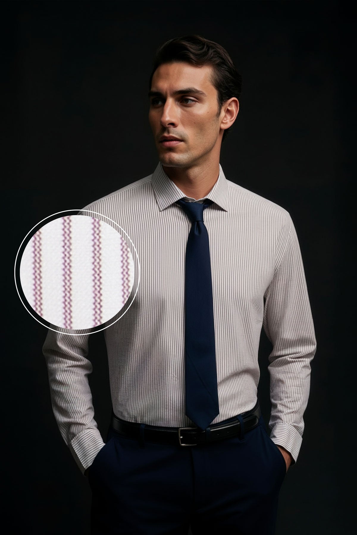 camisa de vestir rayas granate regular luxe plano medio 