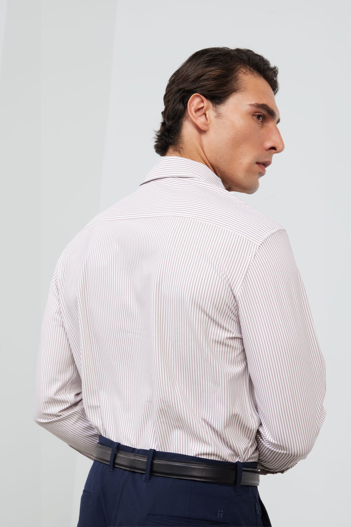 Camisa de vestir hombre estampado rayas granate regular Luxe
