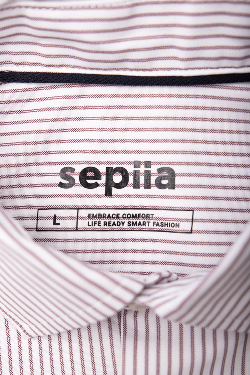 Camisa de vestir hombre estampado rayas granate regular Luxe