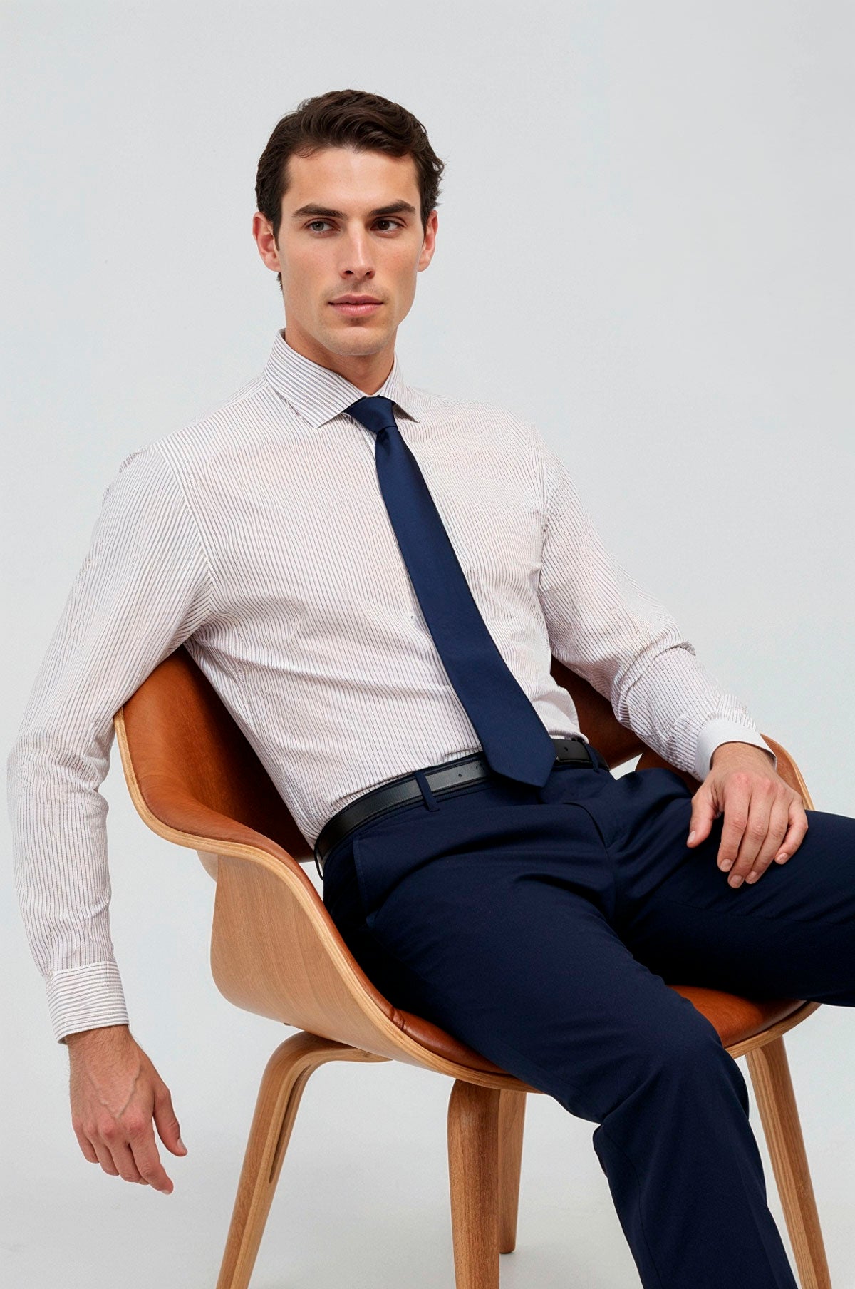 camisa de vestir rayas granate regular luxe plano medio 