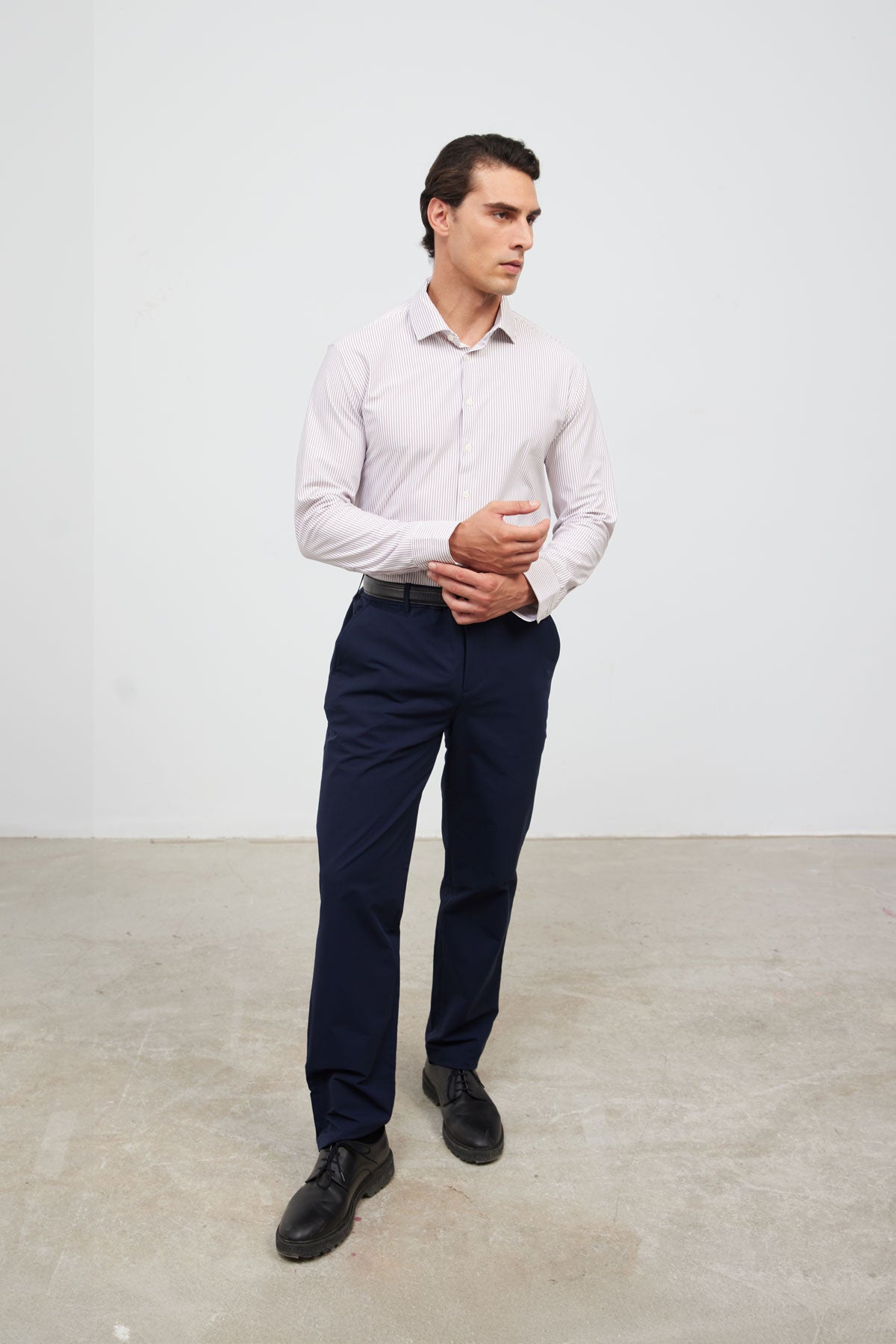 Camisa de vestir hombre estampado rayas granate regular Luxe