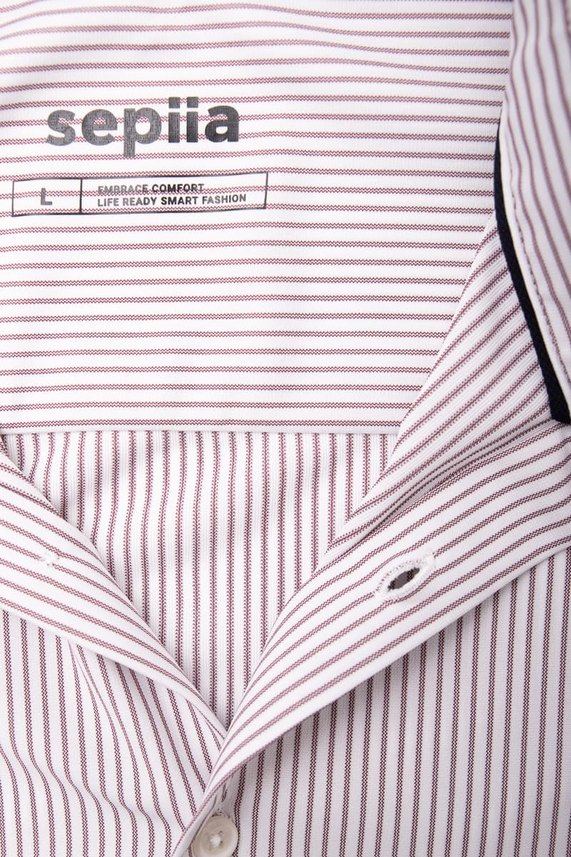 Camisa de vestir hombre estampado rayas granate regular Luxe