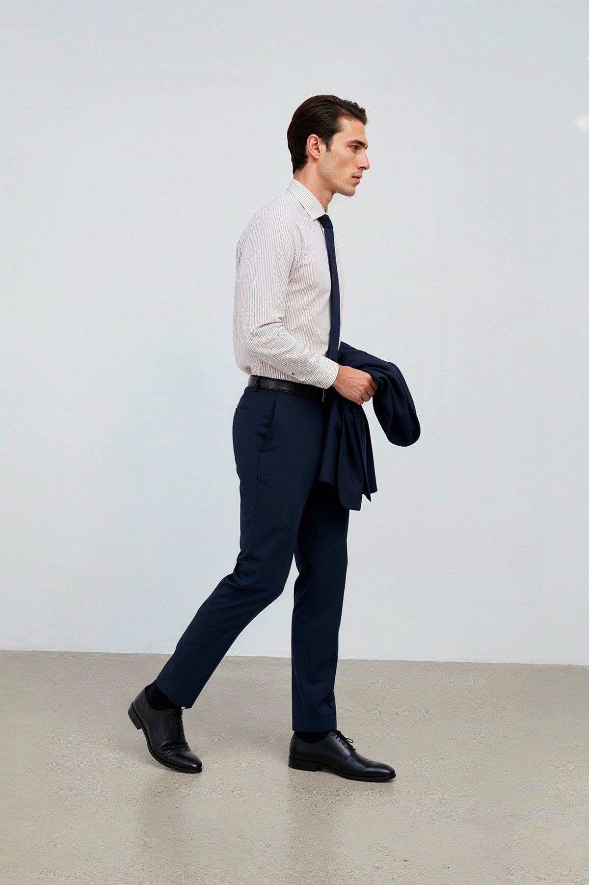 camisa de vestir rayas granate regular luxe cuerpo entero 