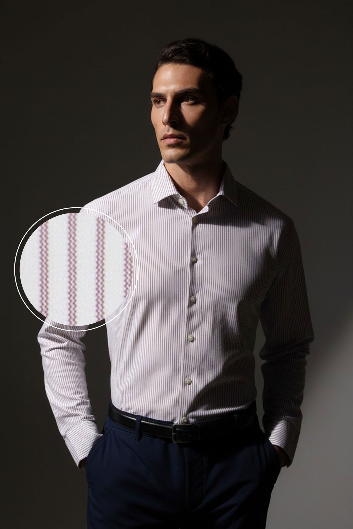 Camisa de vestir hombre estampado rayas granate regular Luxe