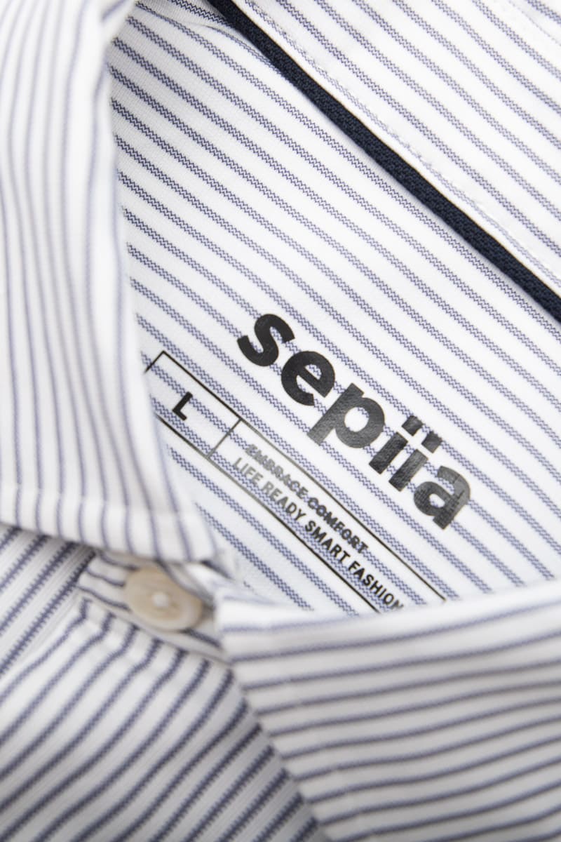 Camisa de vestir hombre estampado rayas gris azulado regular Luxe