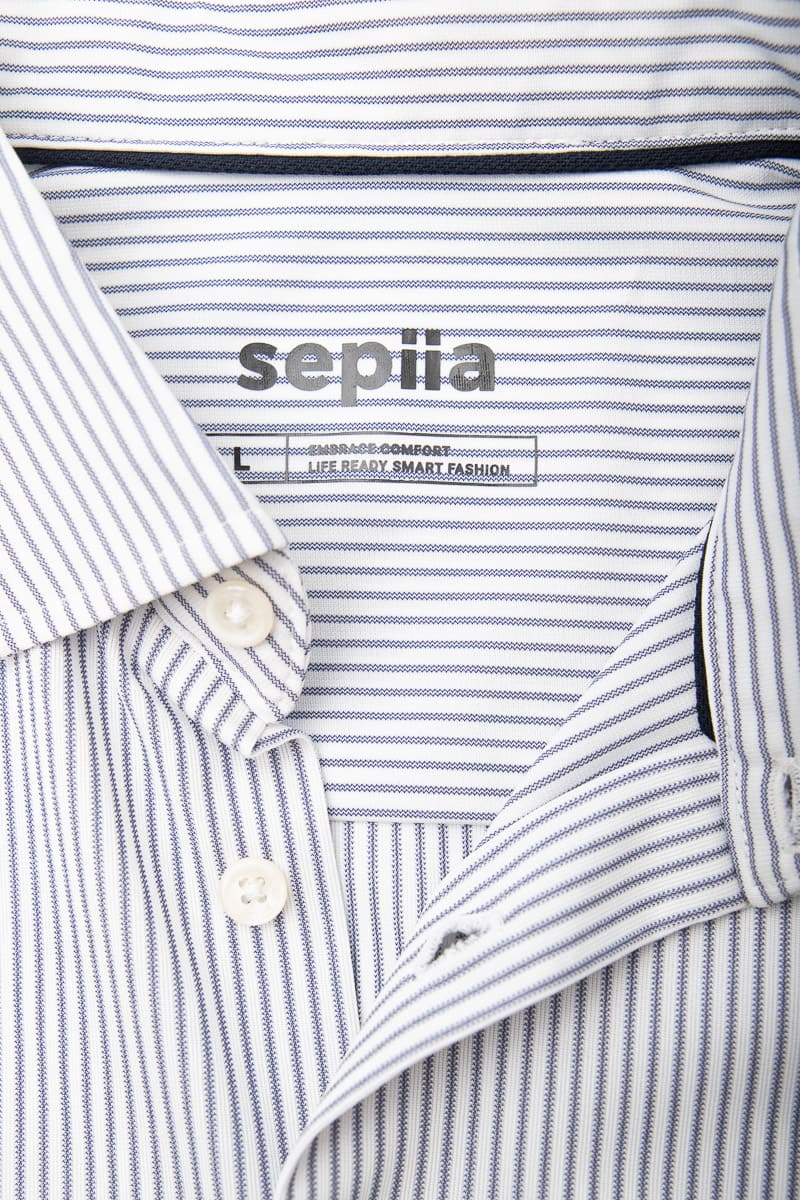 Camisa de vestir hombre estampado rayas gris azulado regular Luxe