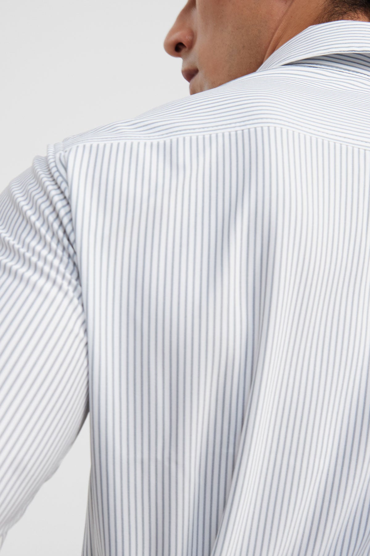 Camisa de vestir hombre estampado rayas gris azulado regular Luxe