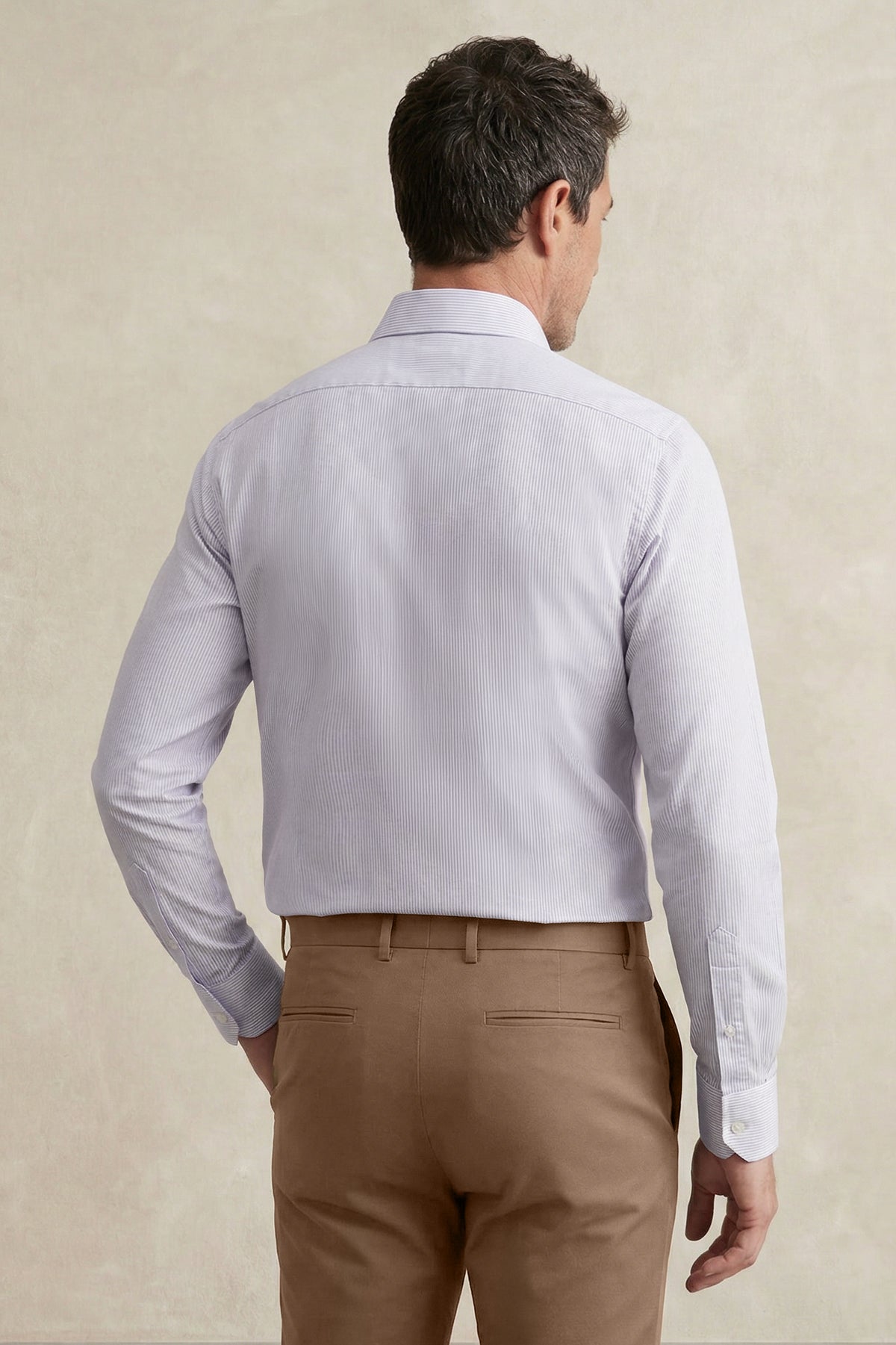 Camisa de vestir hombre estampado rayas lavanda regular
