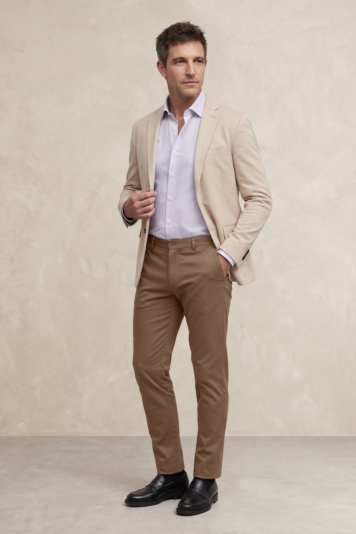 Camisa de vestir hombre estampado rayas lavanda regular