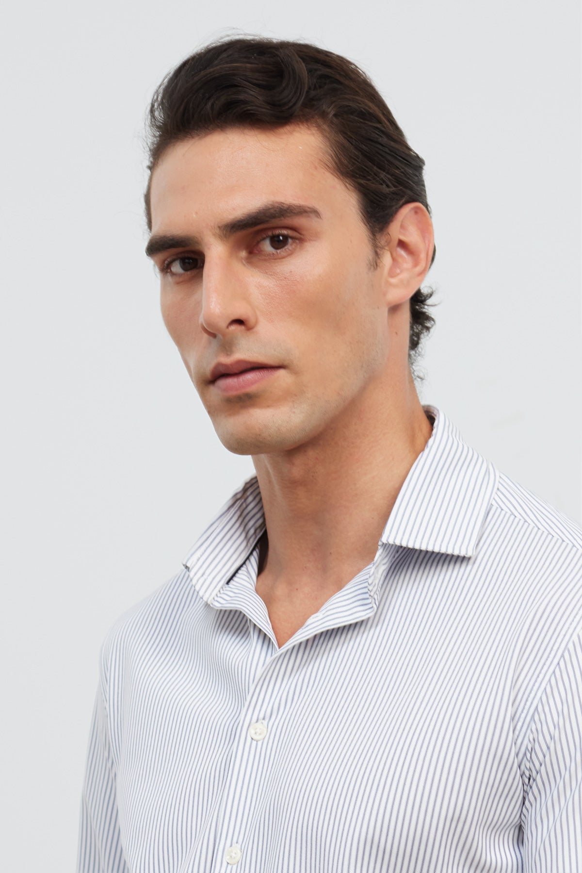 Camisa de vestir hombre estampado rayas negras regular Luxe