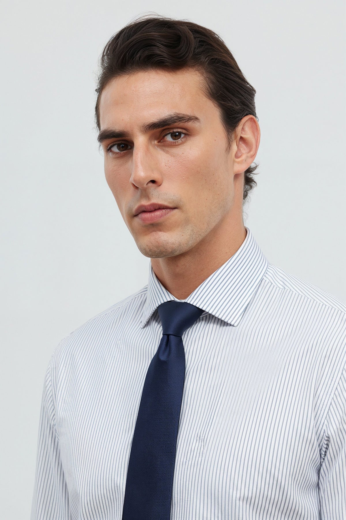 camisa de vestir rayas negras regular luxe detalle 