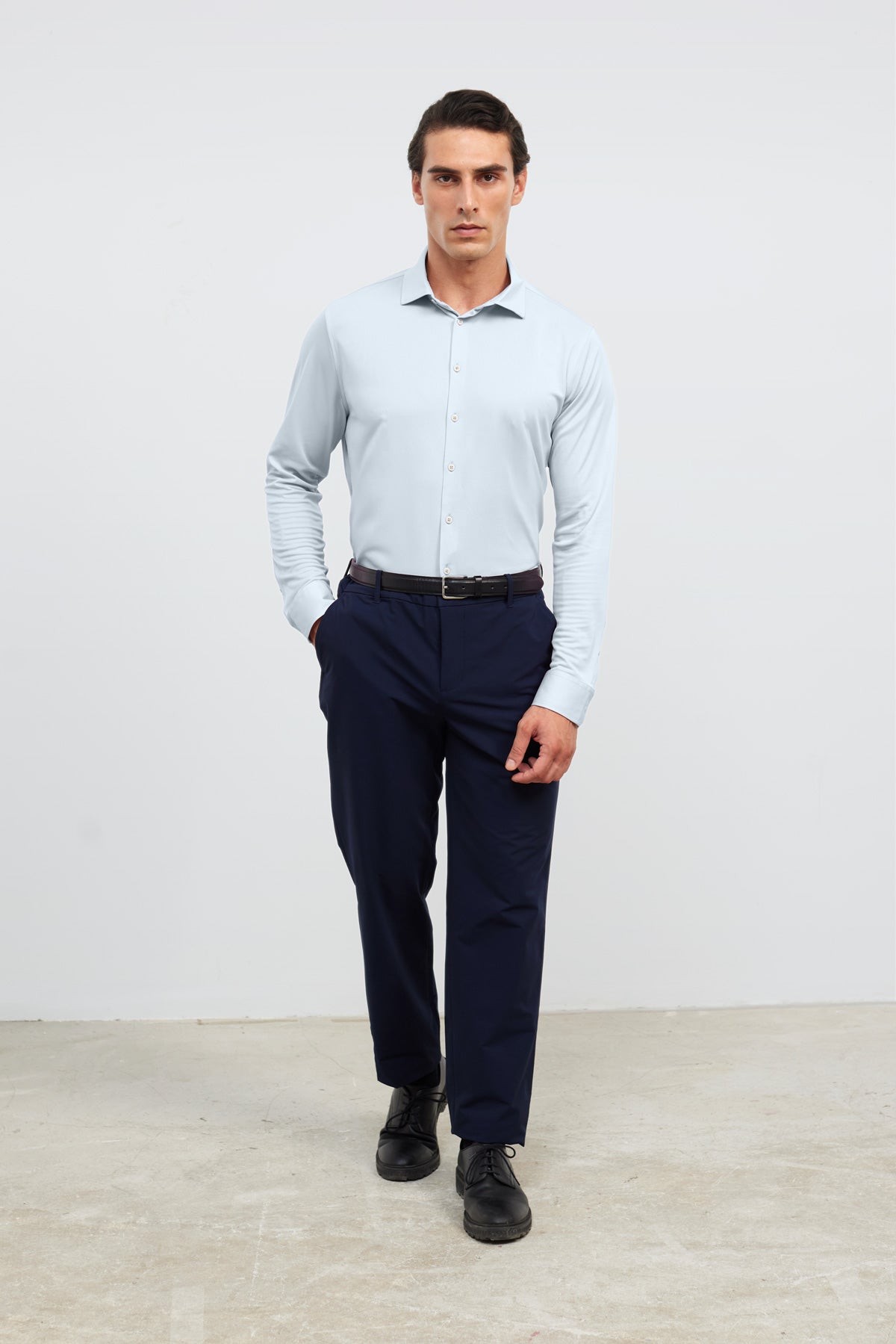 camisa de vestir flecha celeste regular cuerpo entero 