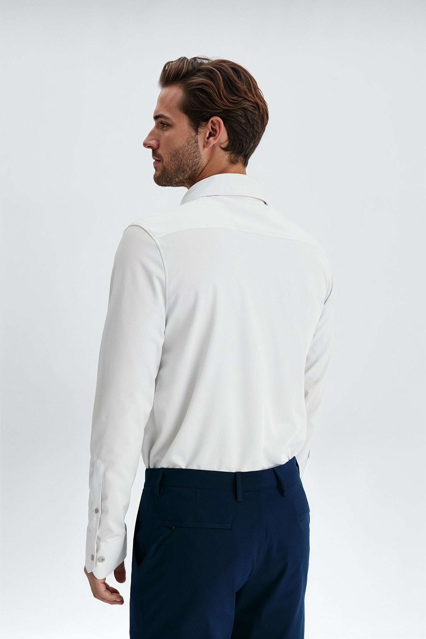 Camisa blanca de vestir regular hombre