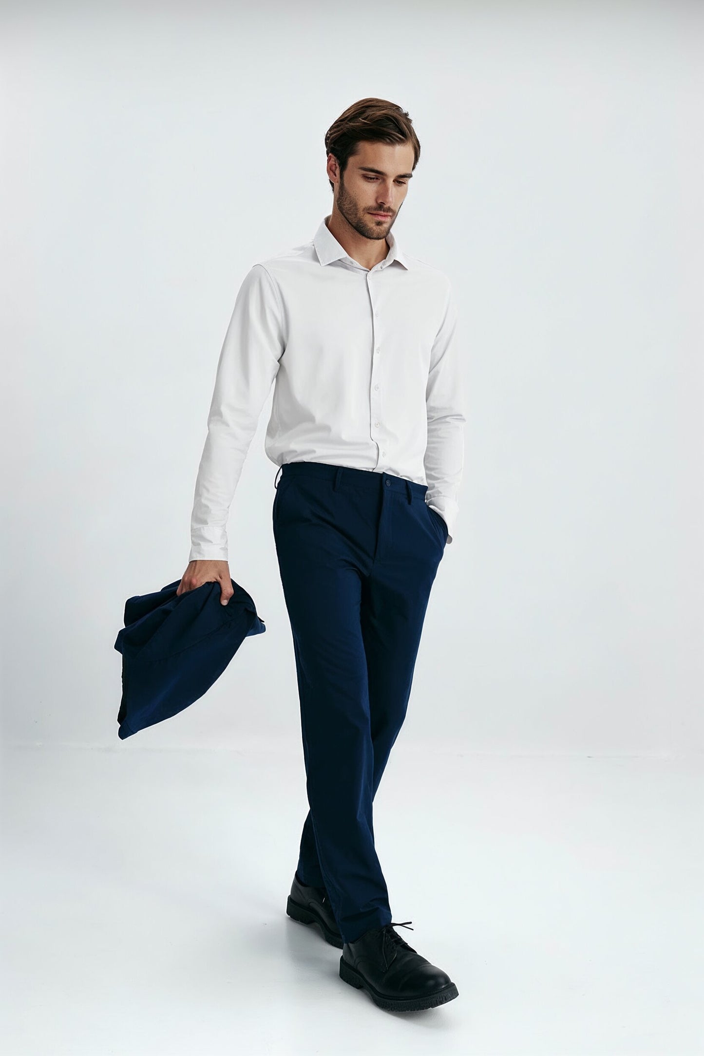 Camisa blanca de vestir regular hombre