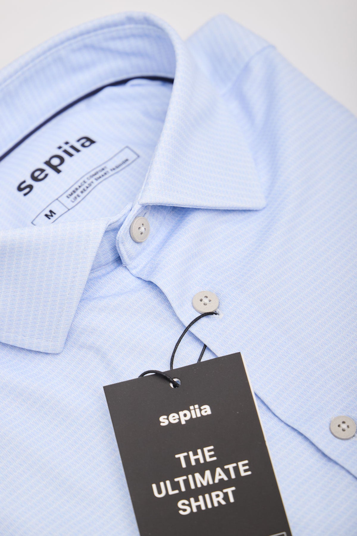 Men's dress shirt with a regular light blue mosaic print