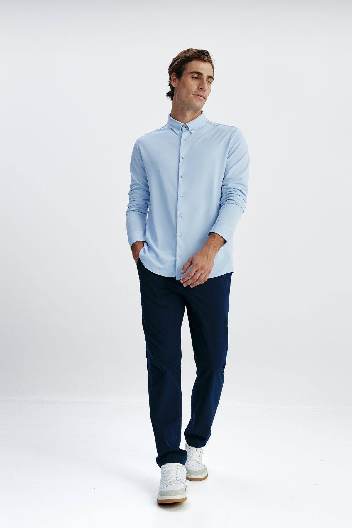 Regular fit light blue casual shirt