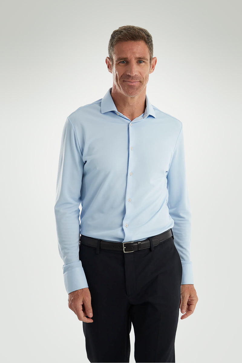 Light blue slim fit formal men's shirt