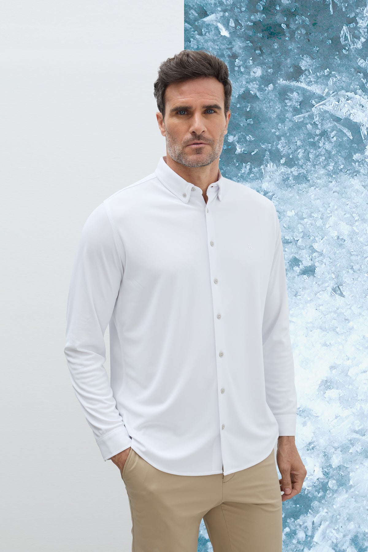 Camisa casual masculina ICE branca regular