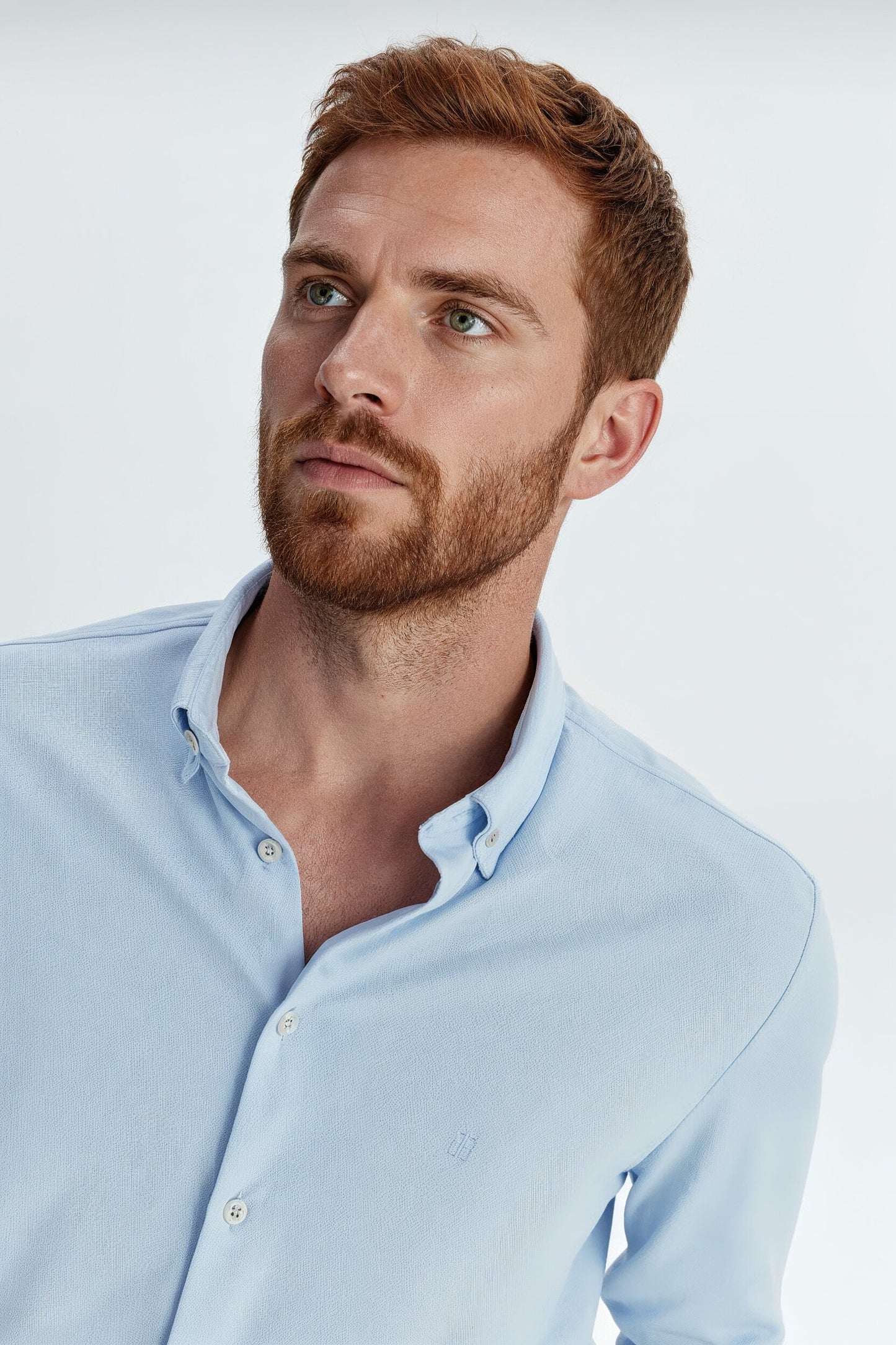 Men's regular casual light blue shirt with logo