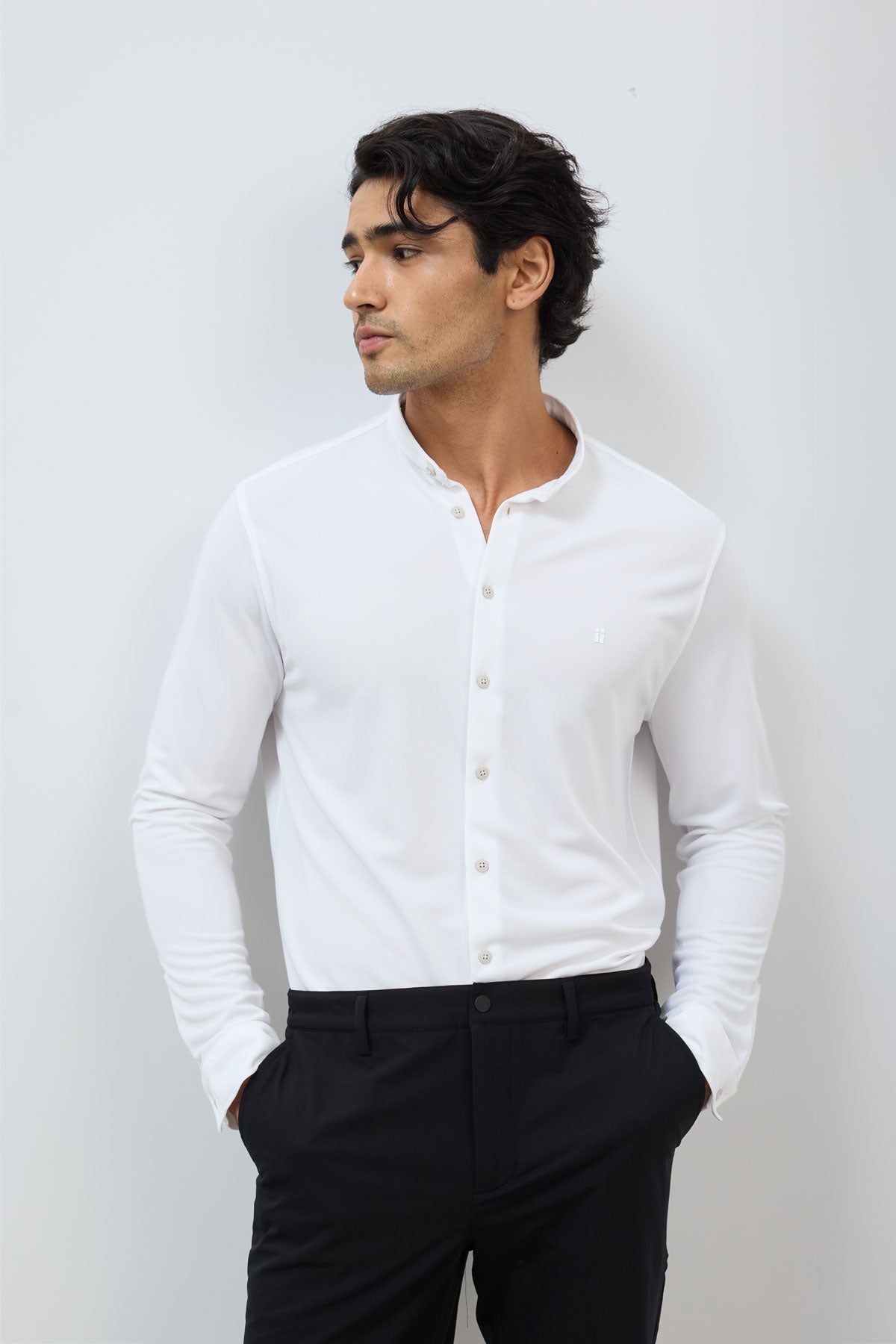 Camisa mao masculina branca regular