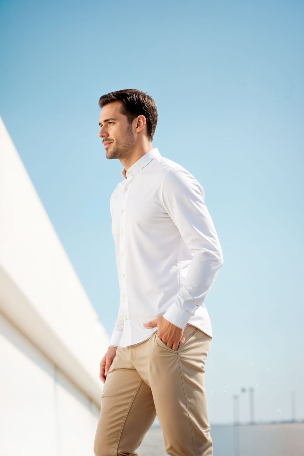 camisa mao blanco  hombre regular movimiento