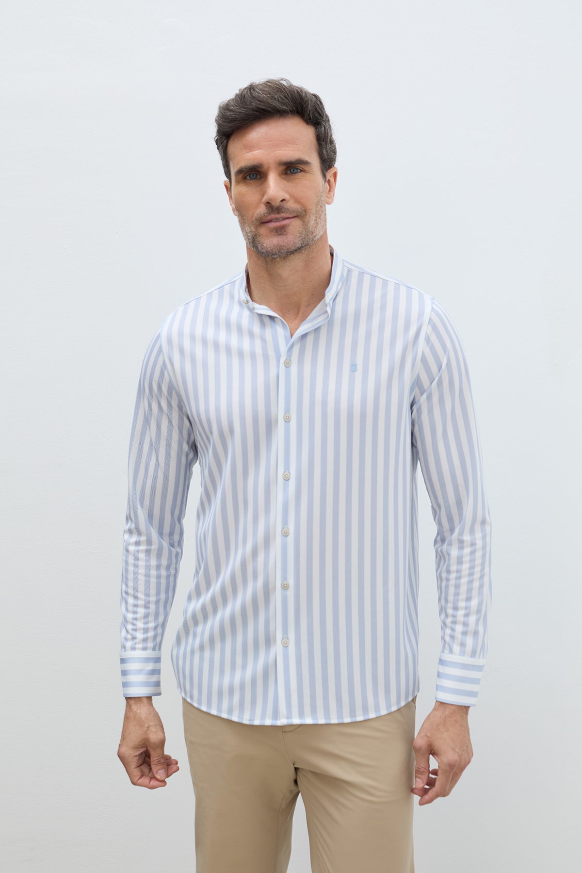 camisa mao rayas azul hombre regular frente 