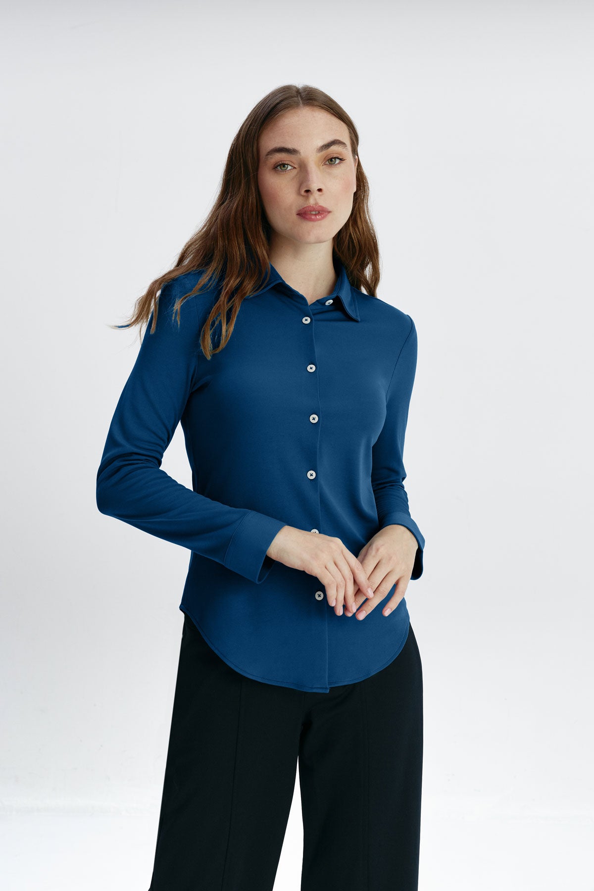 Camisa mujer azul tormenta slim mujer