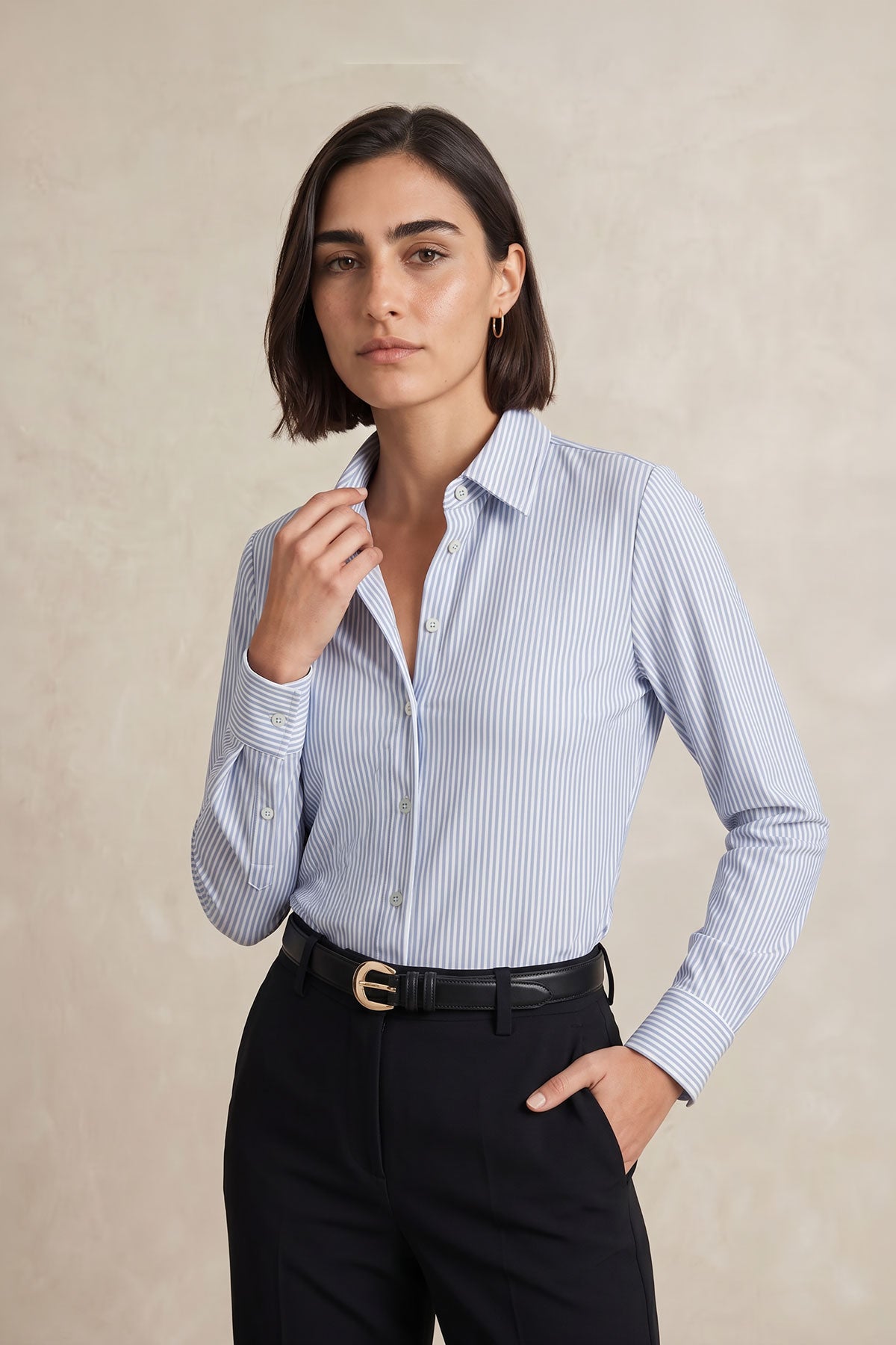 Camisa mujer slim azul celeste