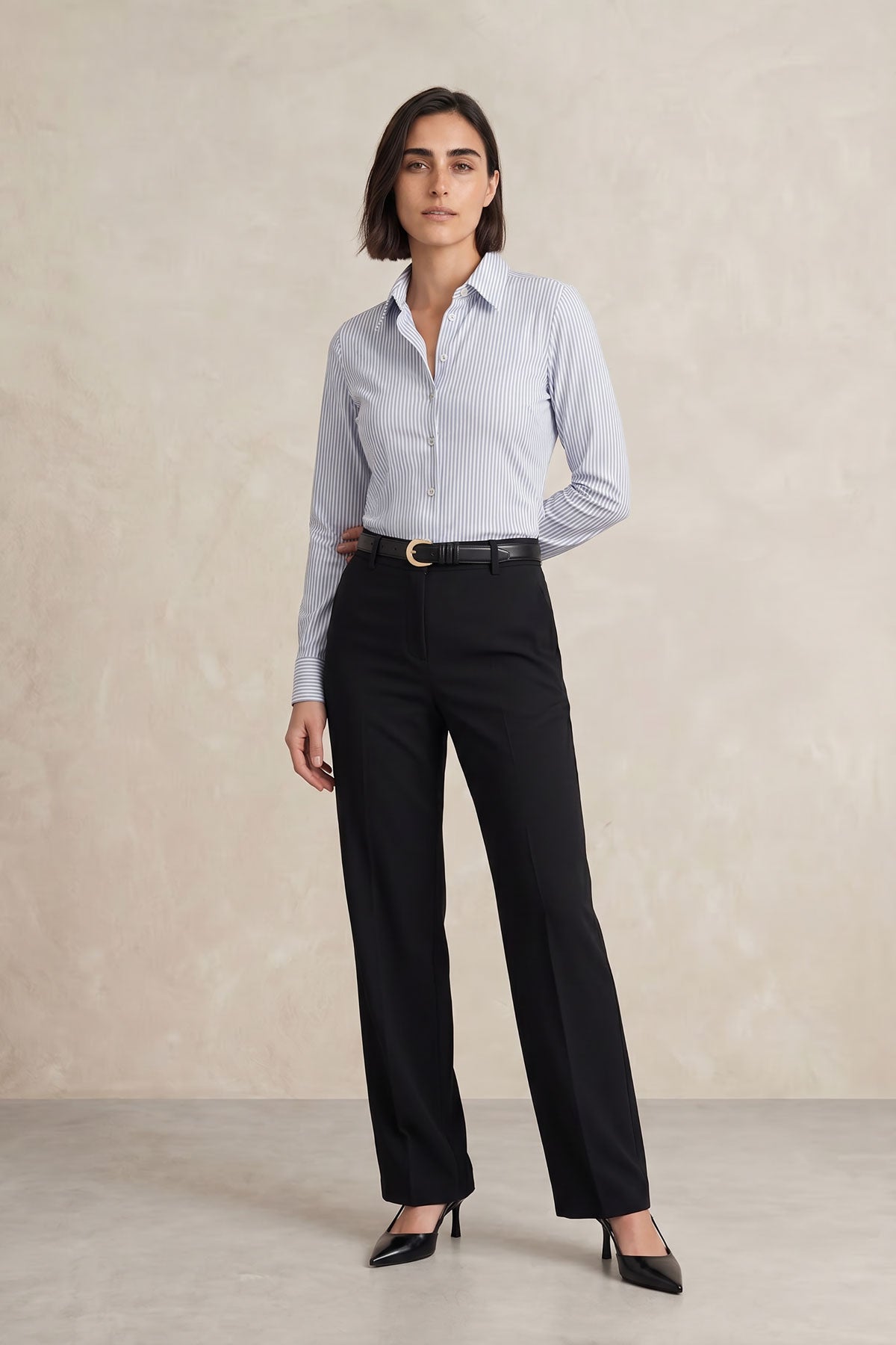 Camisa mujer slim azul celeste