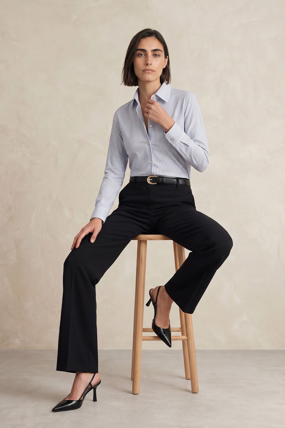 Camisa mujer slim azul celeste