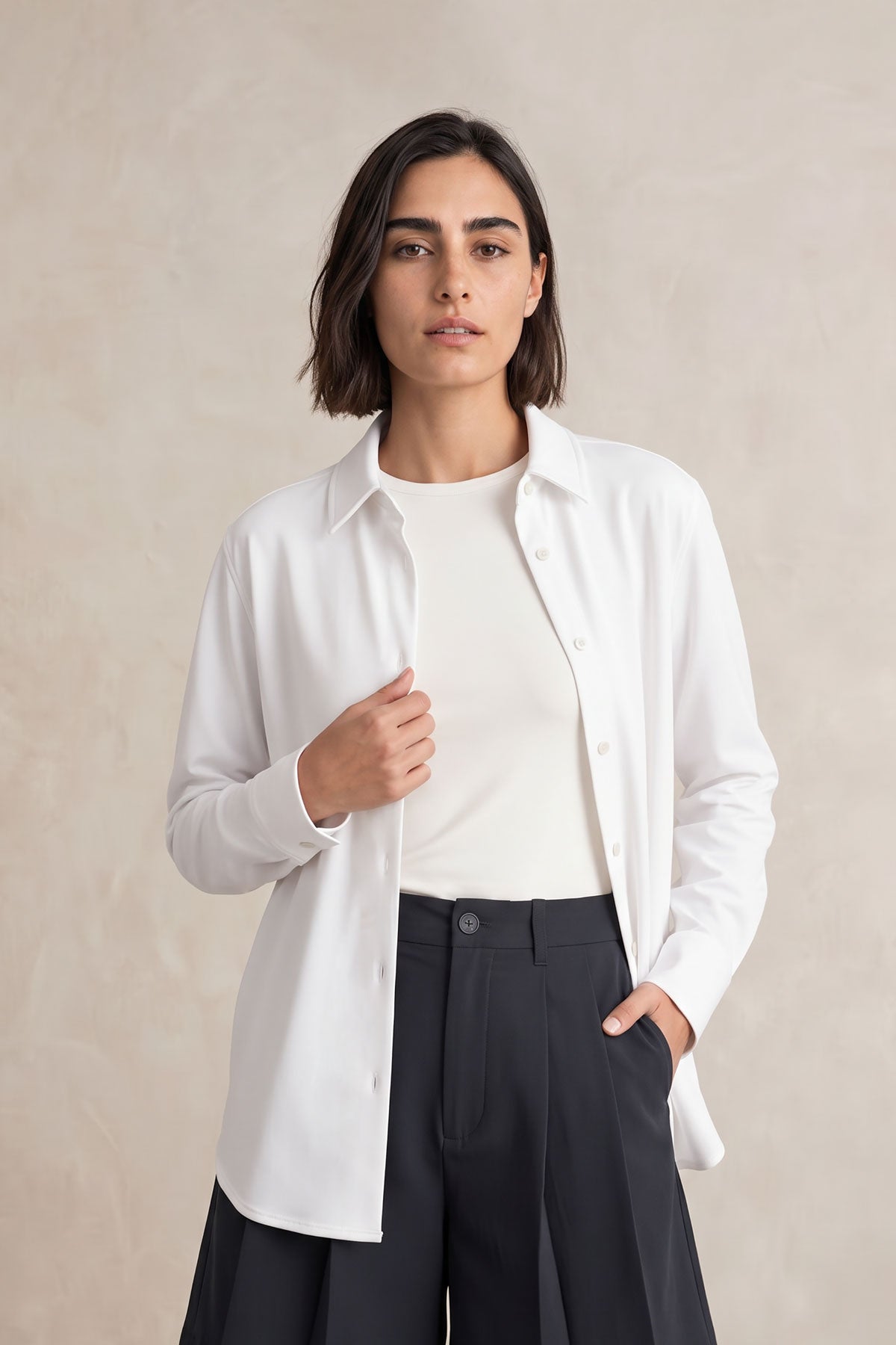 Camisa oversized mujer blanca