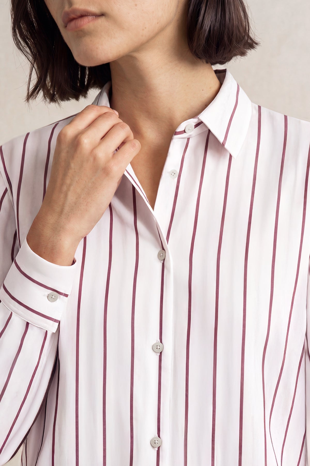 Camisa oversized mujer rayas moradas